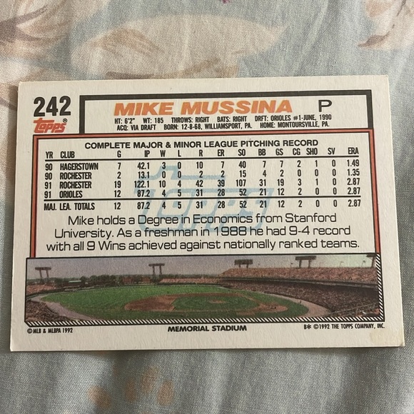 Mike Mussina orioles Topps 242 memorial stadium - Picture 5 of 8